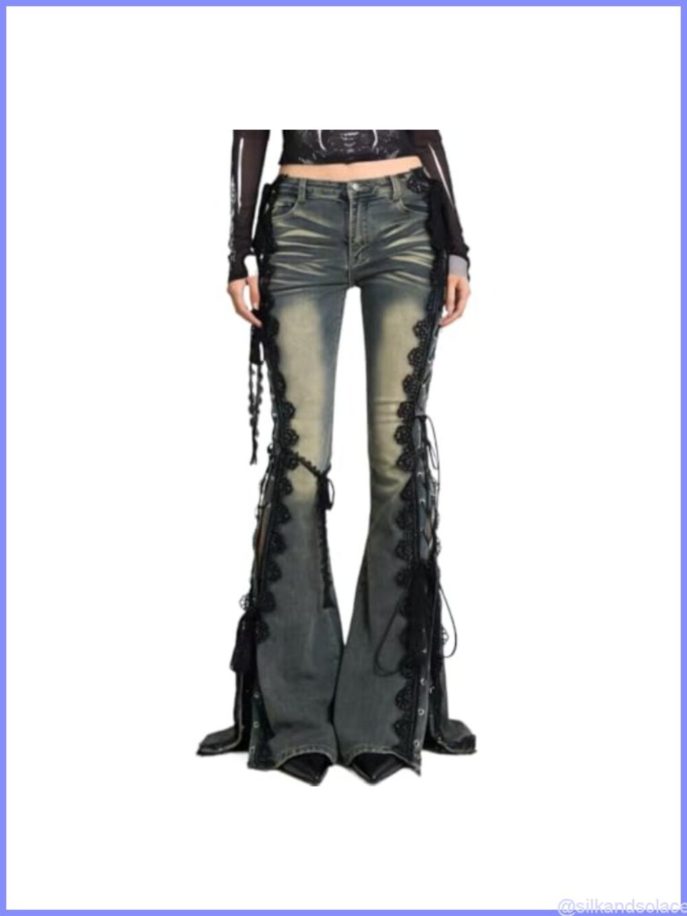 Y2K Low Rise Stretchy Flare Jeans Side Lace Up